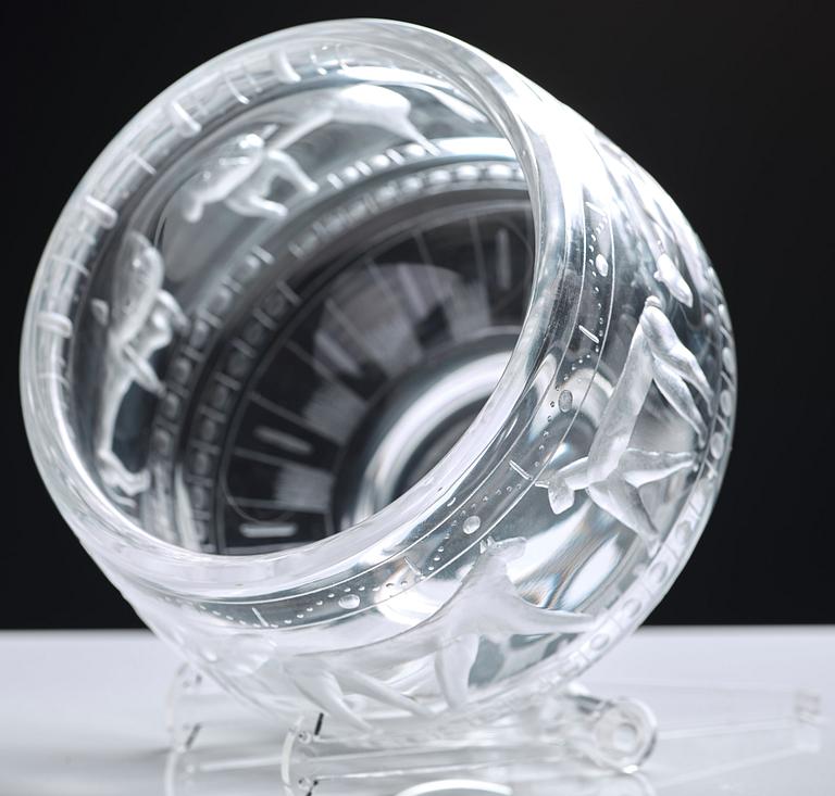 Erik Höglund, an engraved glass bowl, Boda, Sweden 1950's.