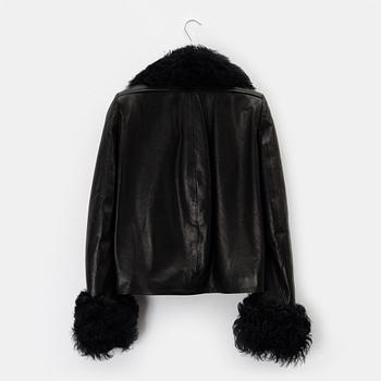 Balenciaga, a leather and sheepskin jacket, size 36.