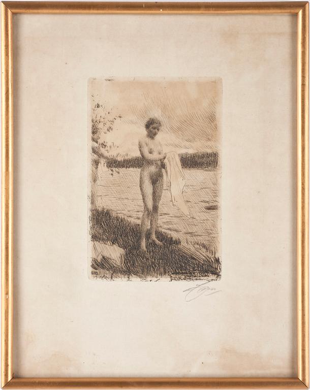 ANDERS ZORN, etsning. Signerad. Daterad 1919 i plåten.