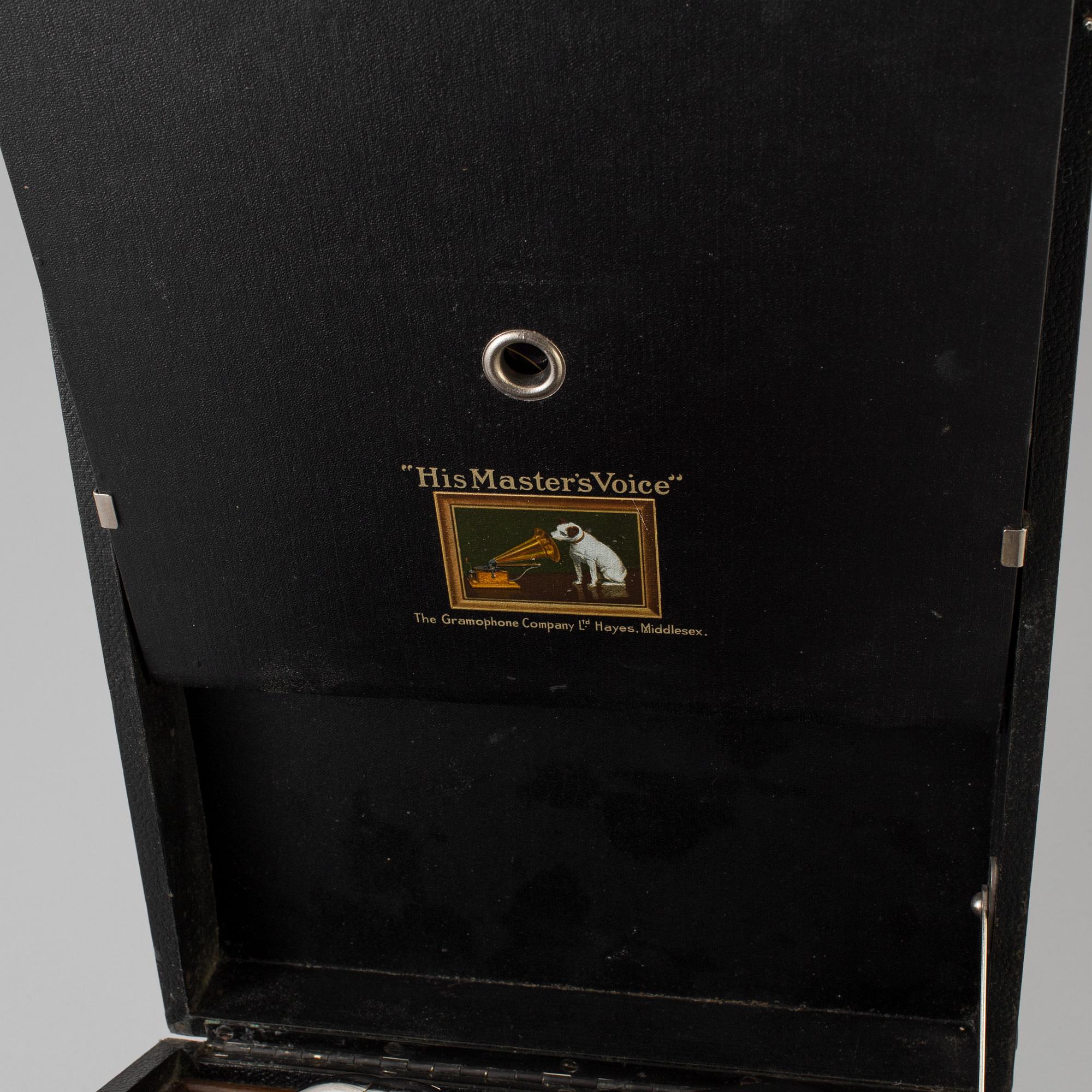 A TRAVEL Gramofon, His Master's Voice, early 20th century.