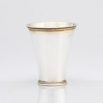 A Swedish 18th century parcel-gilt silver beaker, mark of Abraham Wirgman, Göteborg, 1715.
