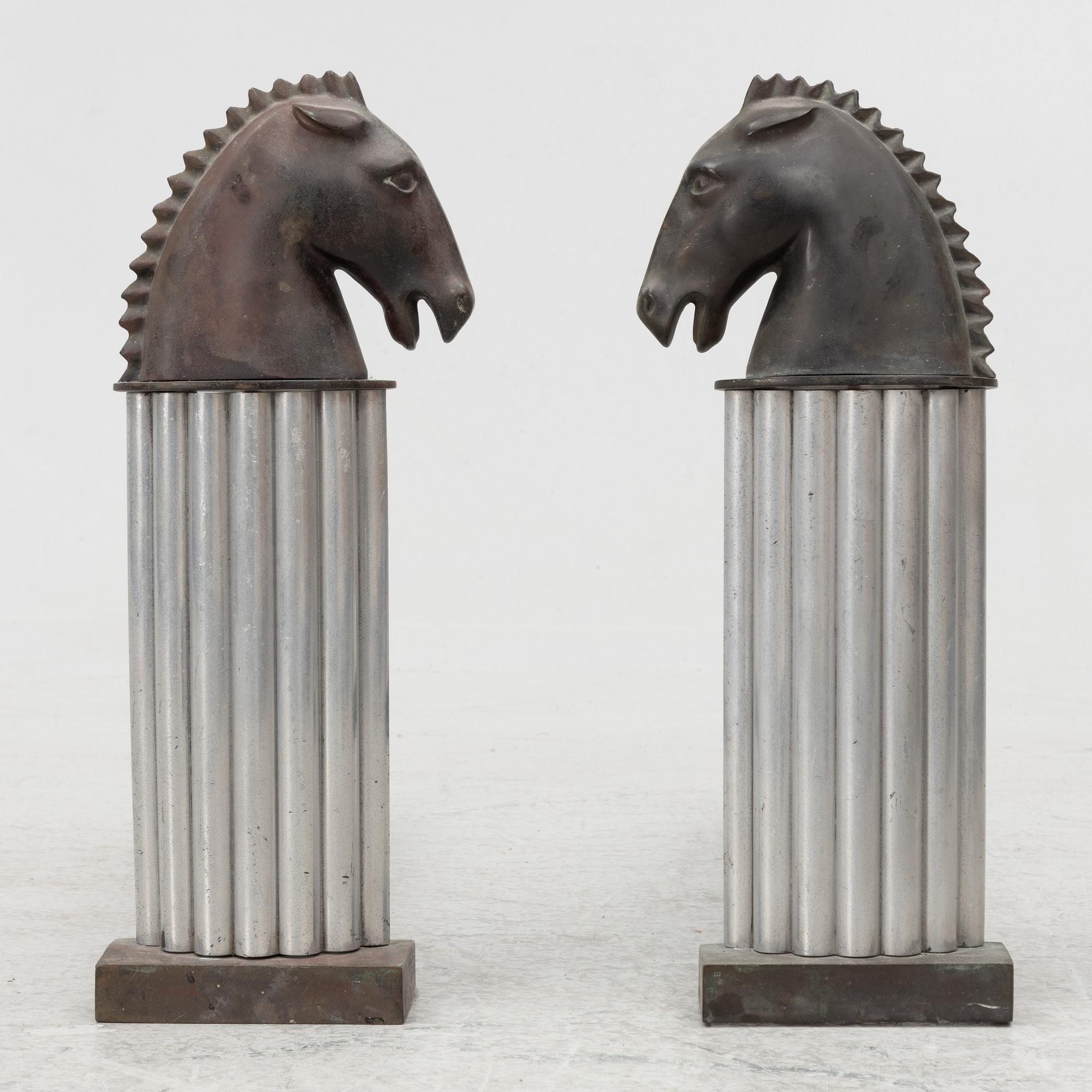 Fire dogs, a pair, Art Deco, first half of the 20th century.
