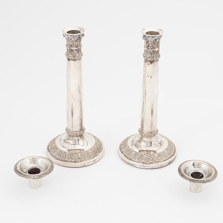 A pair of Austo-Hungarian silver candlesticks, late 19th Century.