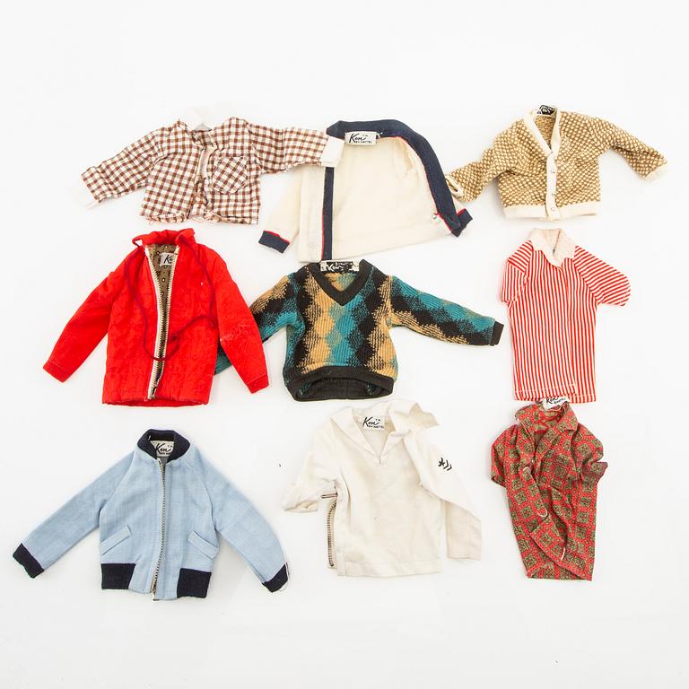 Skipper, Ken, dockor 2 st., vintage, Mattel, kläder och garderob.