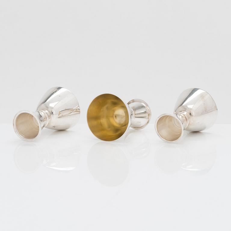 Tapio Wirkkala, pikareita, 6 kpl, hopeaa, TW 329, Kultakeskus, Hämeenlinna 1960-70-luku.