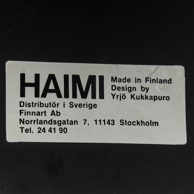 YRJÖ KUKKAPURO, a pair of 'Junior' armchairs, Haimi 1960's.