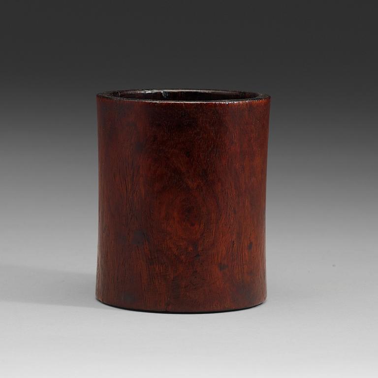 A wooden brush pot, Qing dynasty, (1644-1912).