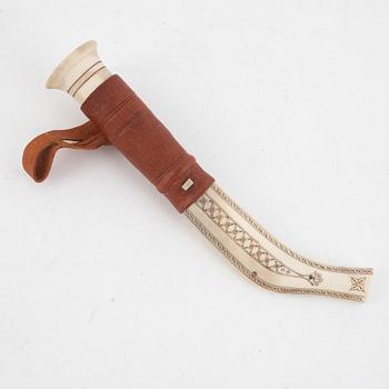 Johan Fankki, a reindeer horn knife, signed.