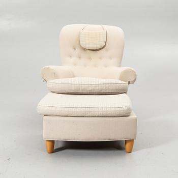 Carl Malmsten, Armchair with footstool, “Jättepaddan”, O. H. Sjögren, Tranås.