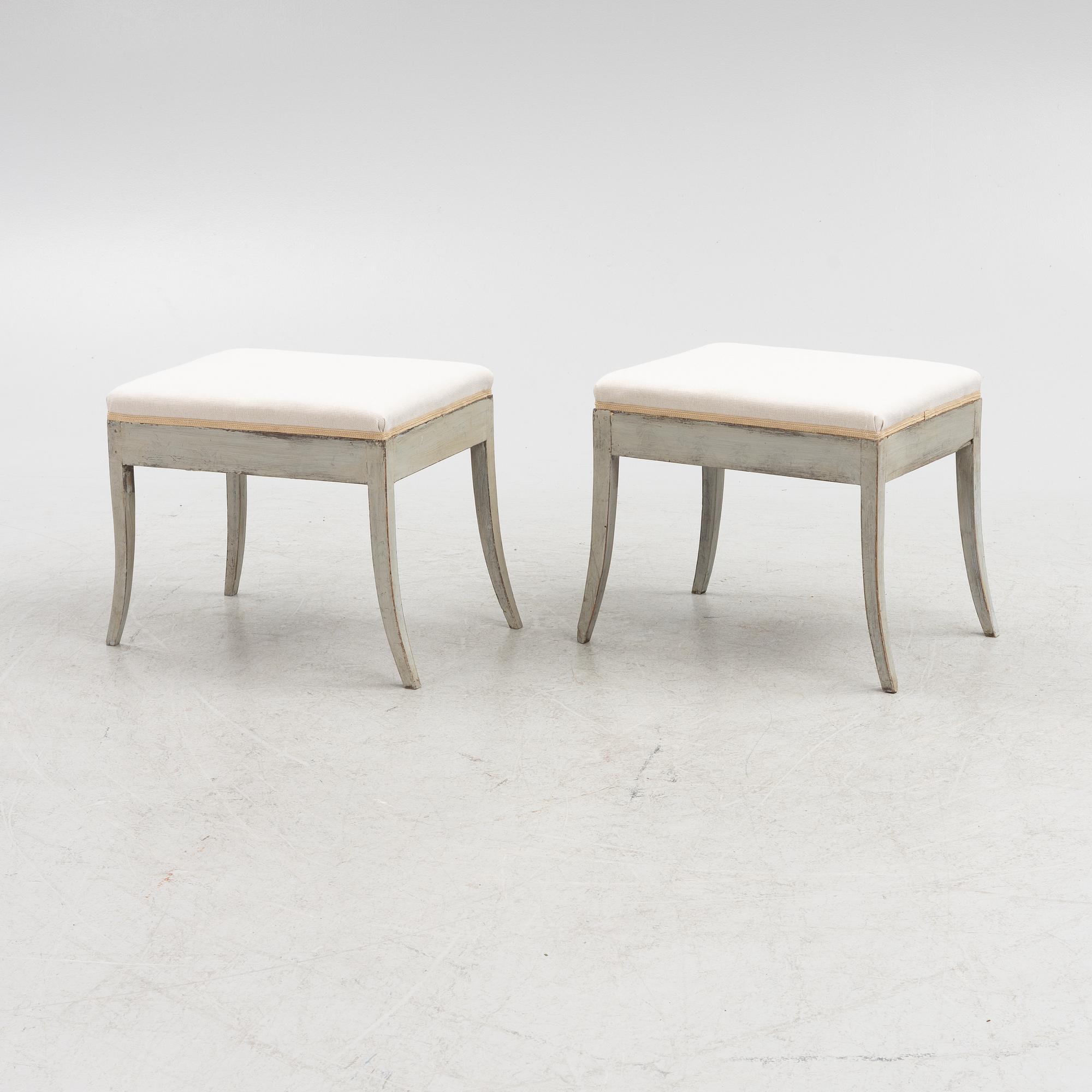 Taburetter, ett par, 1800-talets mitt.