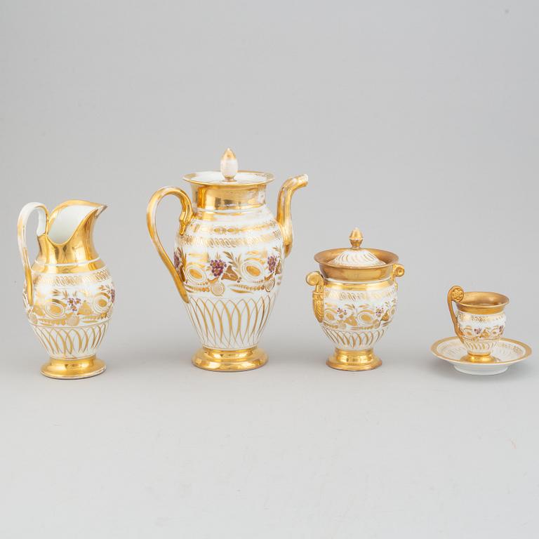 A 9 pcs Empire porcelain coffee service from the 1830s/1840s, northern Europe.