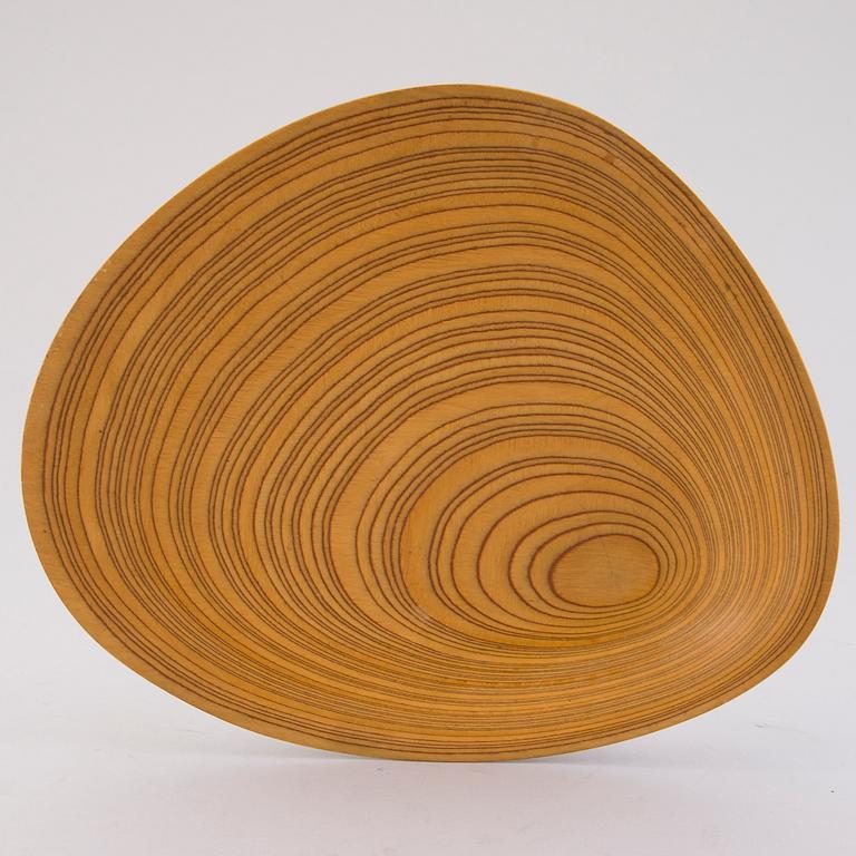 Tapio Wirkkala, A plywood dish signed TW.