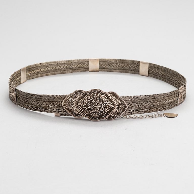 A silver belt from Nepal.