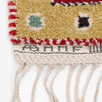 Barbro Nilsson, a 'Rabatten röd' carpet, knotted pile, 266 x 195 cm, signed AB MMF BN.