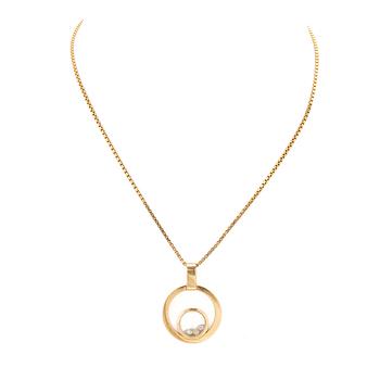 Necklace with pendant, 18K gold with brilliant-cut diamonds.