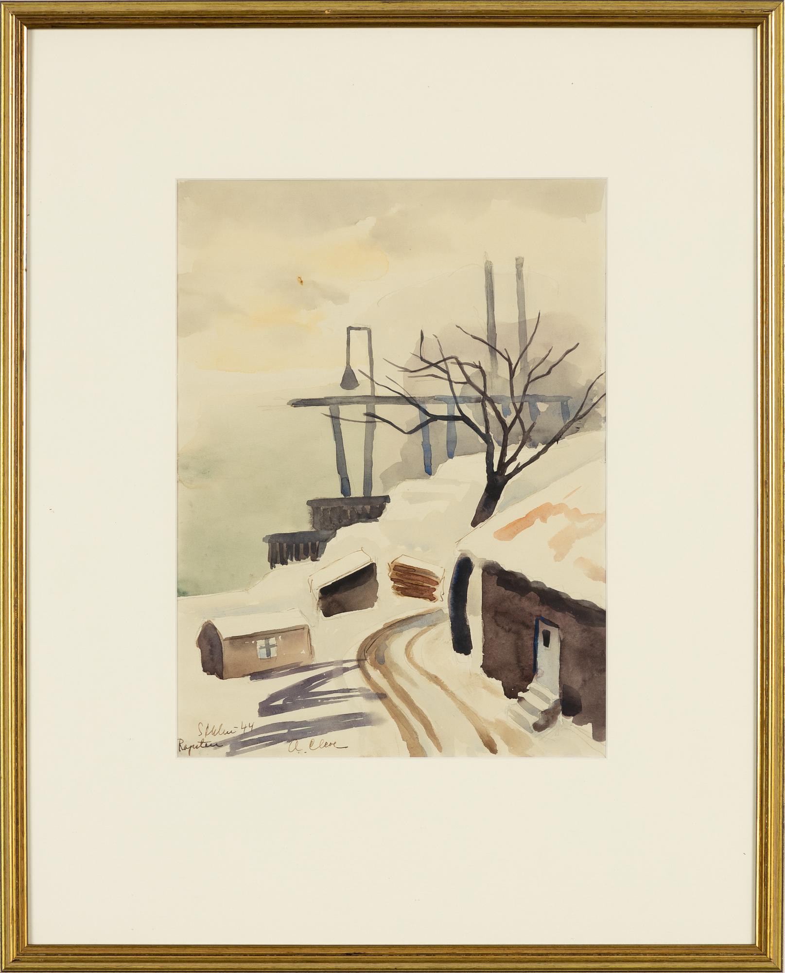 Agnes Cleve, watercolour, signed A. Cleve and dated -44.