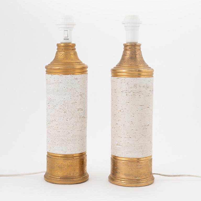 A pair of earthenware table lamps produced by Bitossi for Bergboms, 1070's.