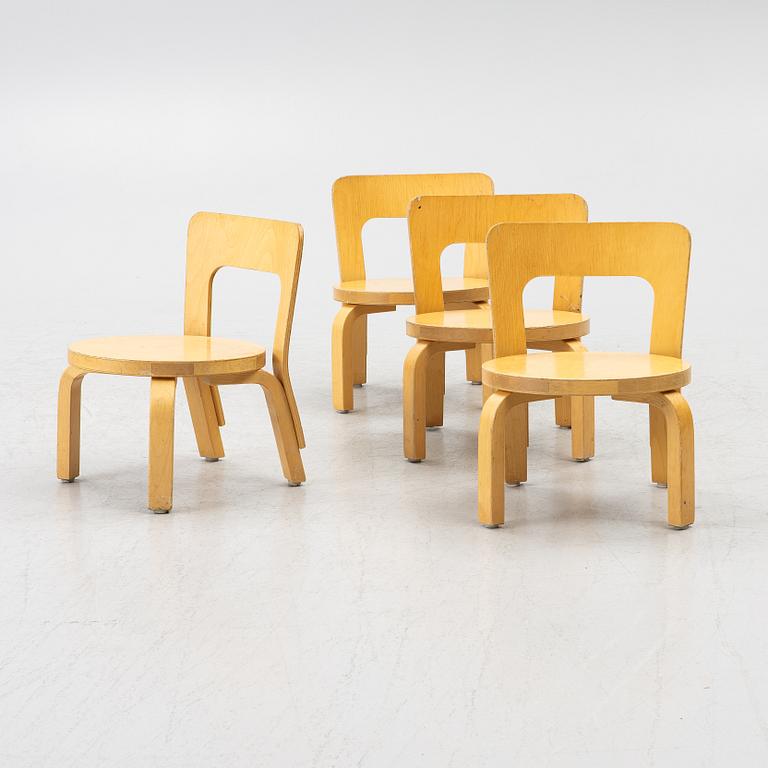 Alvar Aalto, barnstolar, 4 st, Artek, Finland.