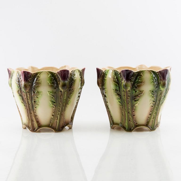 Outer casing a pair of Art Nouveau, Saint Clement France early 20th century stoneware.