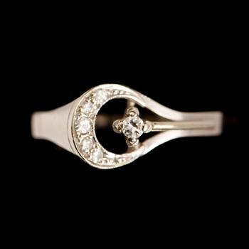 RING, 18 k vitguld, briljantslipade diamanter.