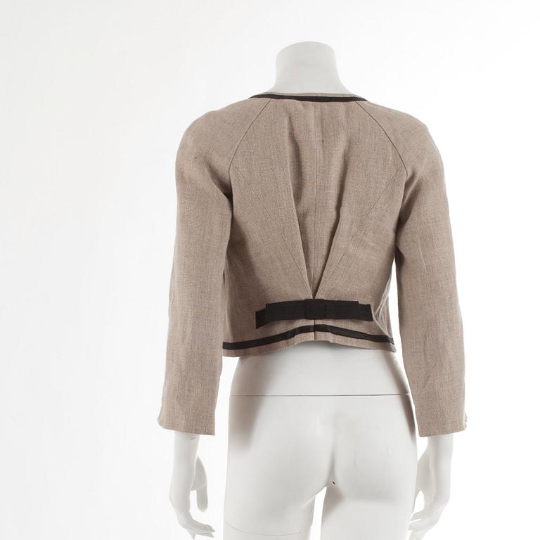 DOLCE & GABBANA, a beige and black cotton jacket. Italien size 38.