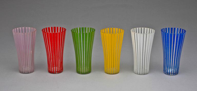 GLAS, 6 st, "Strikt" Bengt Orup, Johansfors, 1900-talets andra hälft.