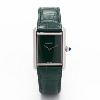 Cartier, Tank Must de Cartier, "Green Lacquered Dial", wristwatch, 33.5 x 25.5 mm.