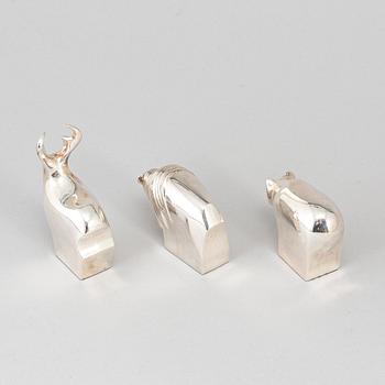 Three electro plated zinc figurines from Dansk Designs, Japan.