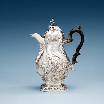 694. A Swedish 18th century silver coffee-pot, makers mark of Mathias Grahl, Gothenburg 1764.