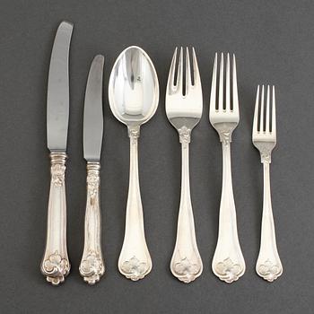 A SET OF 72 PS SILVER CUTLERY, Cohr, Denmark, mid 20th century.