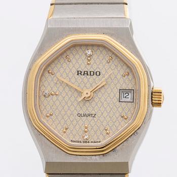 RADO LADIES WRISTWATCH, stainless steel and gold, 21 mm, quartz, date.