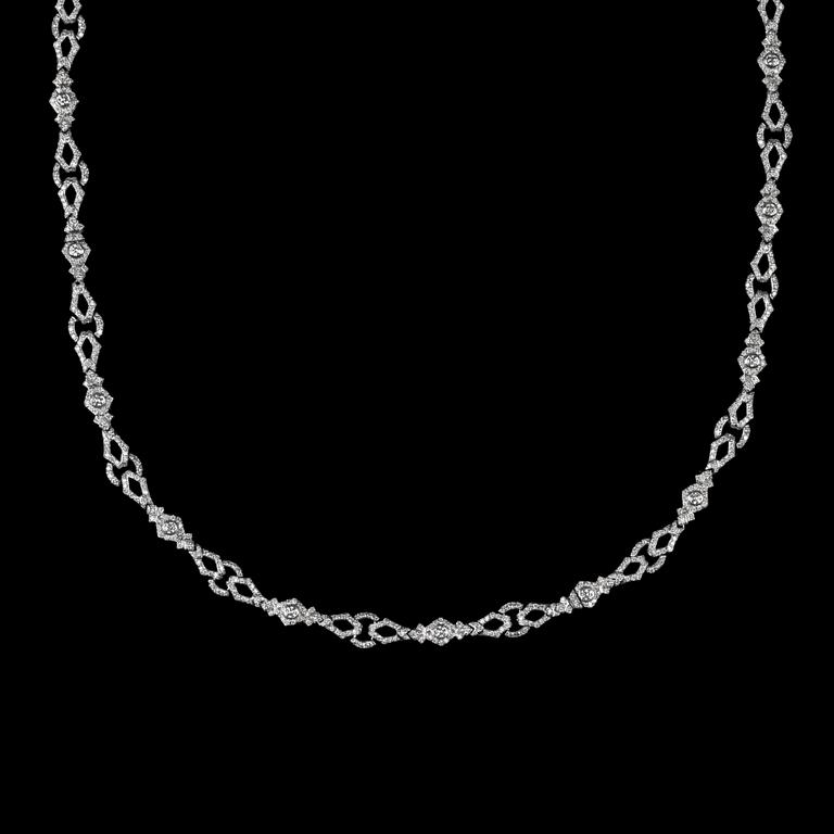 A brilliant cut diamond necklace, tot. 14.50 cts.