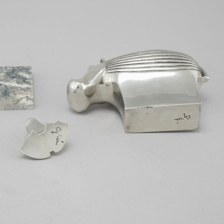 GUNNAR CYRÉN, metal, two sculptures, signed.