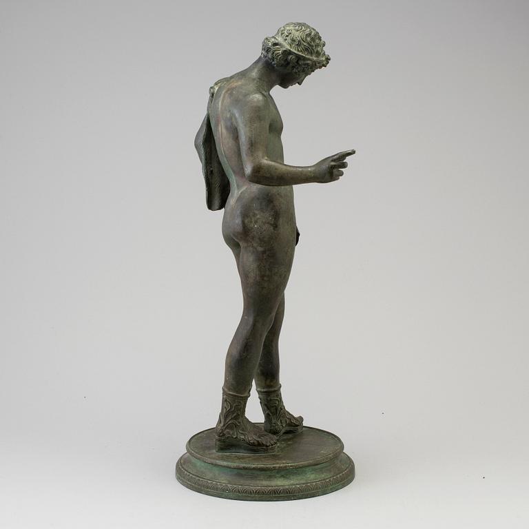 A 20th century bronze sculpture of Narcissus.