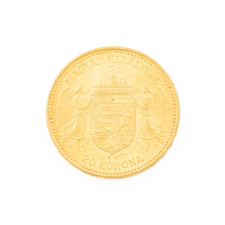 Gold coin, Hungary, 20 Korona, 1892.