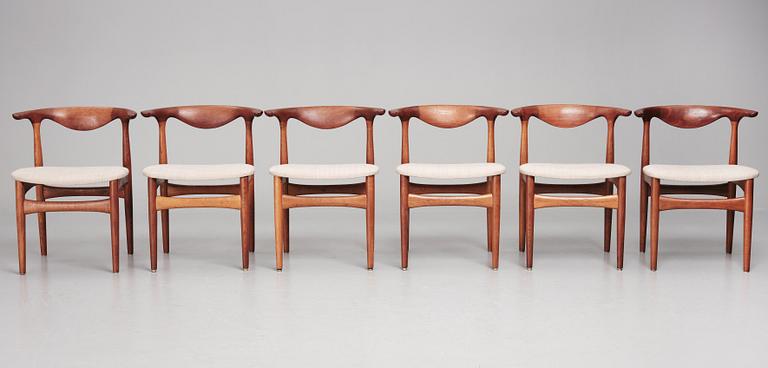 Knud Faerch, stolar, sex stycken "Cowhorn", Slagelse Møbelvaerk, Danmark, 1950-60-tal, modell 251.