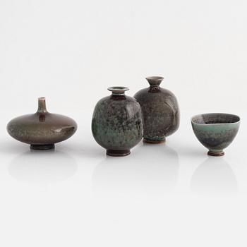 Berndt Friberg, three vases and a bowl, Gustavsbergs studio, including 1977.
