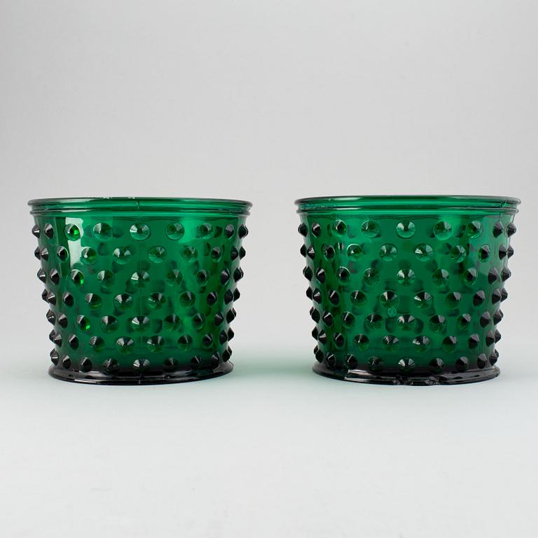 Josef Frank, two "Hortus" glass flower pots, Svenskt Tenn, Sweden.
