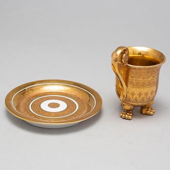 A KPM porcelain cup with saucer from the first half of the 19th century, Königliche Porzellan-Manufaktur, Berlin.