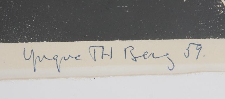 YNGVE BERG, träsnitt sign och dat-59 samt tryckplatta.