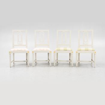 Four Gustavians chairs, end of the 18th Century.