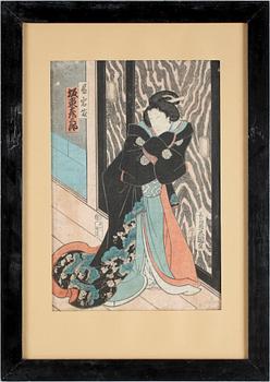 Utagawa Kunisada Kochoro Toyokuni III · TOYOKUNI III, träsnitt, sign i trycket.