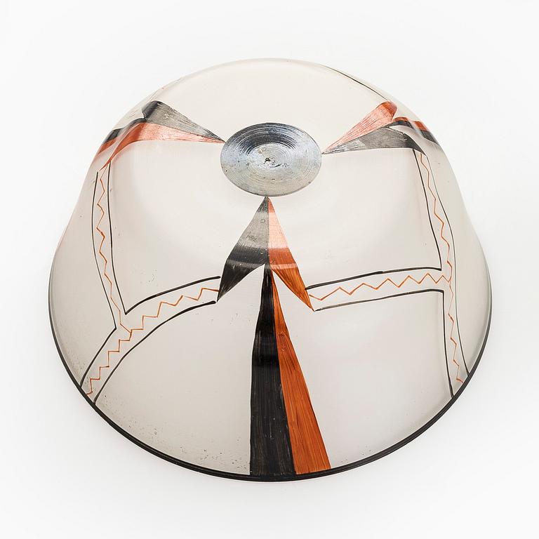 Bowl and 5 plates, glass, 1920s/1930s.