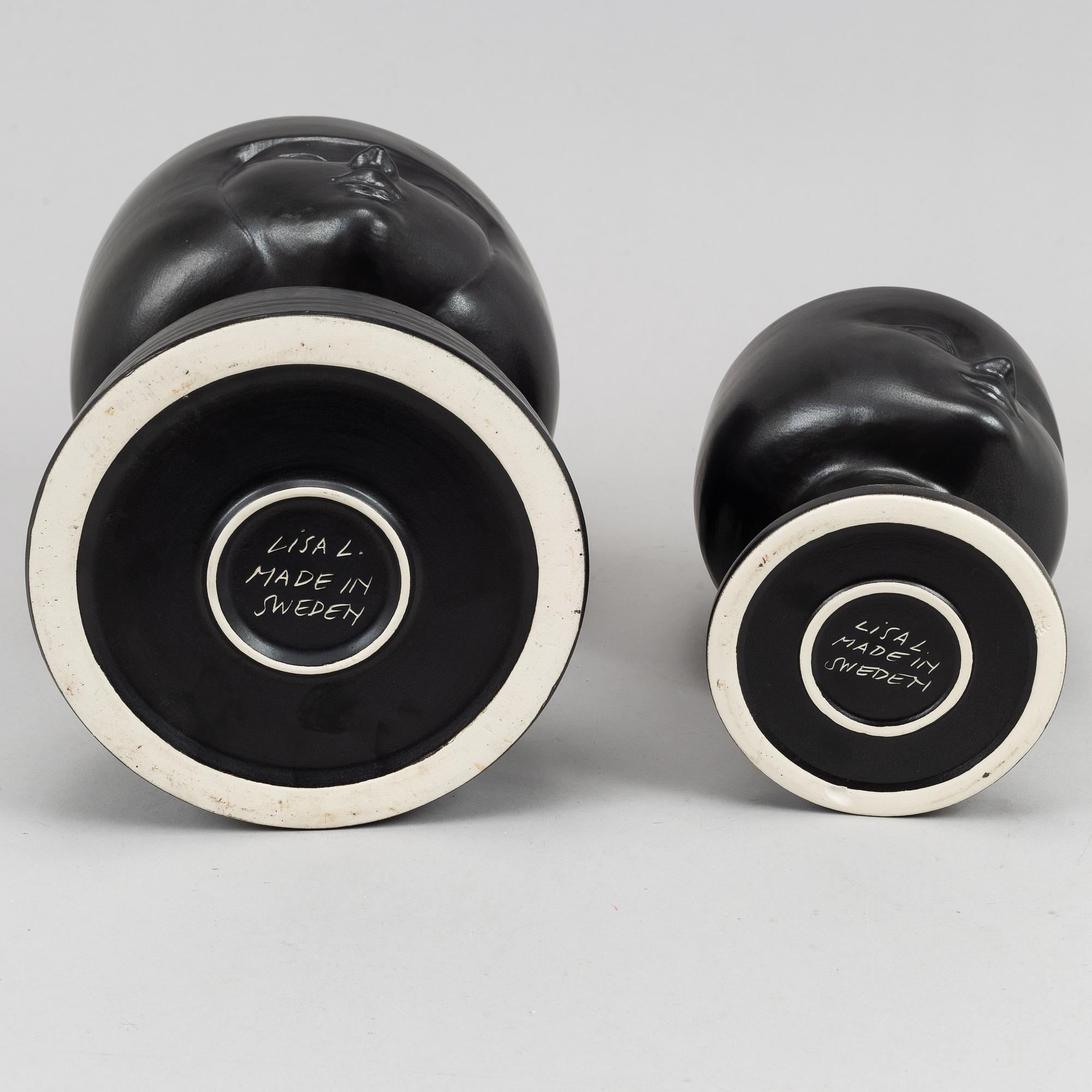 Lisa Larson, two stoneware vase from Gustavsberg.