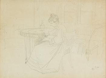 Carl Larsson, drawing, signed.