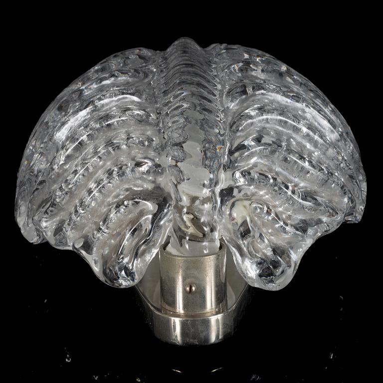 Fritz Kurz, a pair of wall lights model "KD 924", Orrefors, Sweden, mid 20th century.