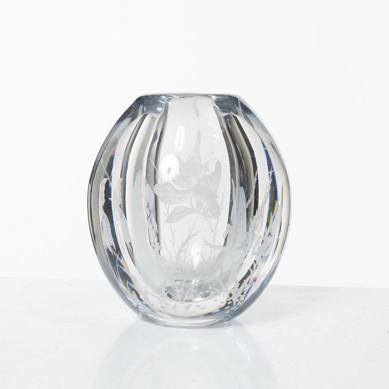 Edward Hald, a 'graal' glass vase, Orrefors 1949.