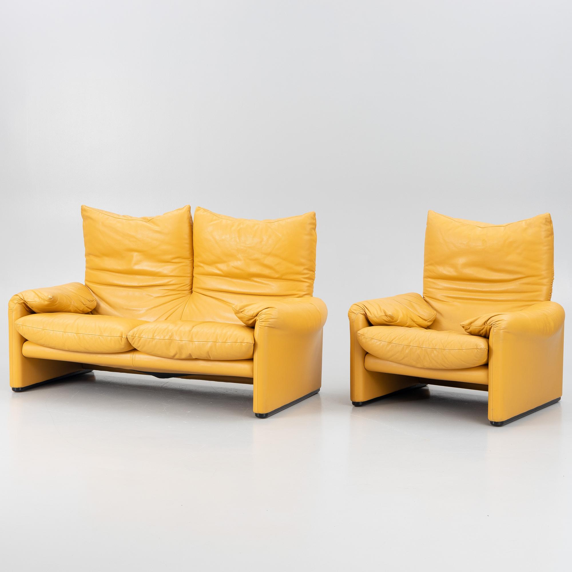 Vico Magistretti, soffa och fåtölj, "Maralunga", Cassina, Italien.