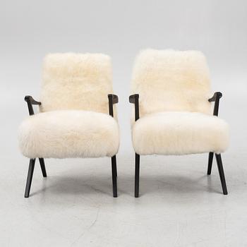 A pair of Swedish armchairs, 1950's.