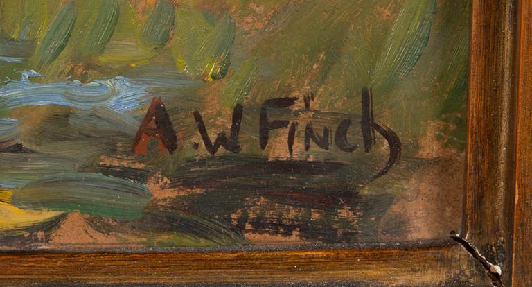 Alfred William Finch, olja på pannå, signerad.